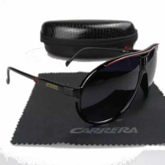 New Men's Women's Retro Outdoor Matte Black Sunglasses Carrera Glasses+Box C01