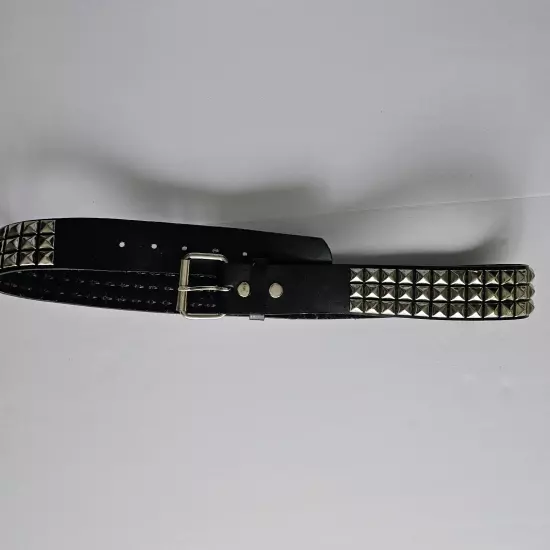 Black Studded Belt Mens Size 36 Genuine Bonded Leather Y2K Punk Goth Emo Scene