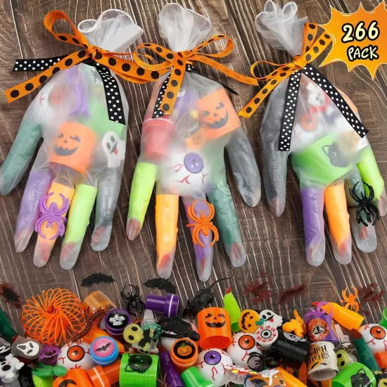 Halloween Party Favors - 24 Pack (266PCS) Gloves Stuffed Toys Bulk,... 