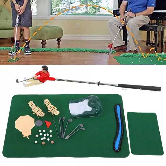 Indoor Mini Golfing Game Kit Golfs Toy Set w/ Green Pad Putter Ball Chairs O2Q9