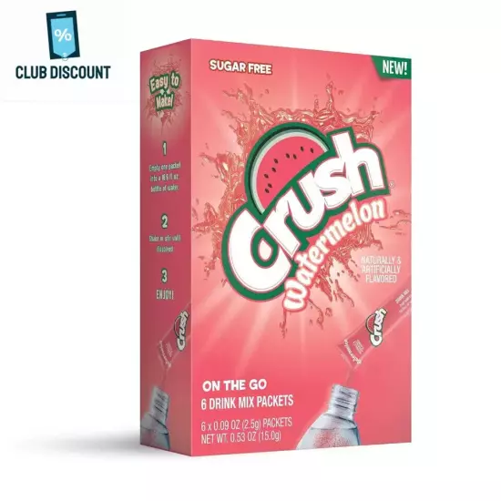 Crush, Watermelon– Powder Drink Mix – Sugar Free & Delicious, Makes 72 flavored 