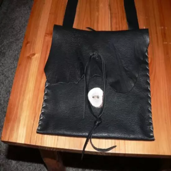 9" X 10' Soft but Sturdy Black Leather 4oz. - Shoulder Possibles Bag