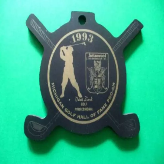 vtg PGA Golf Bag Tag - MICHIGAN GOLF HALL OF FAME - 1993 Pro-Am - Indianwood GC