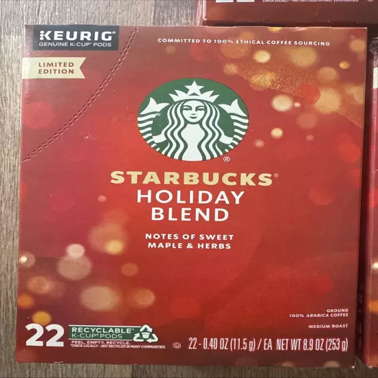 Starbucks Holiday Blend Coffee Medium Roast, 66 ct, Limited Edition Maple & Herb