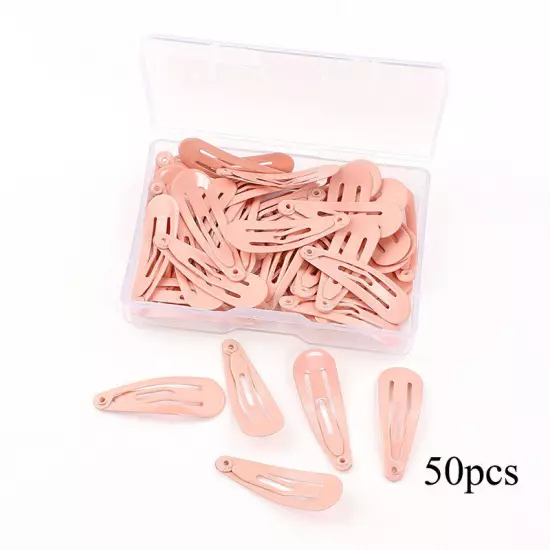 50X Women Girls Kids Hair Clips metal Snap Slides Close Hairpin 3cm Mini Clip C