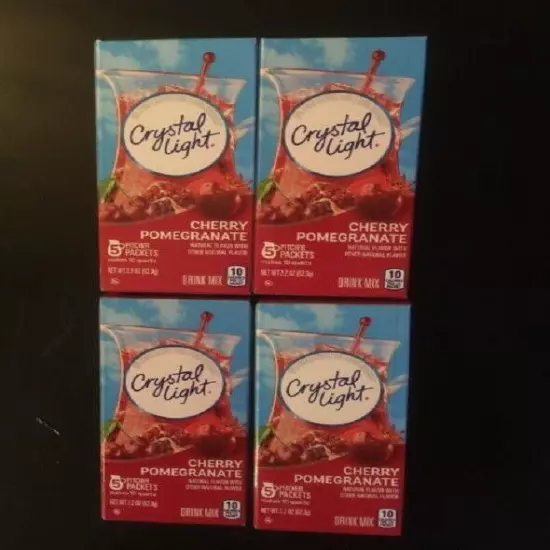 4 Boxes CRYSTAL LIGHT CHERRY POMEGRANATE DRINK MIX 2.2 oz.