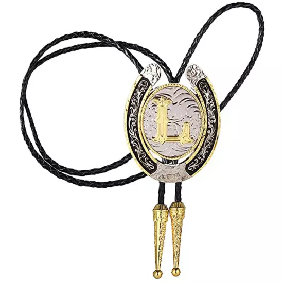 Bolo Tie for Men- Golden Initial Letter A to Z Western Cowboy Bolo Tie for Women