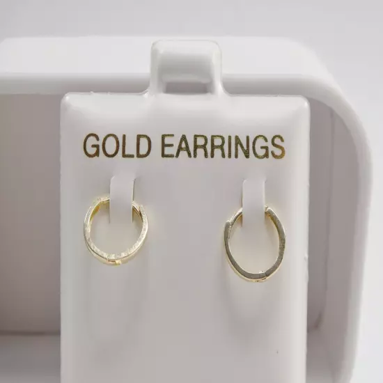 REAL 10K SOLID YELLOW GOLD SIMPLE TINY 9MM HOOP HUGGIE EARRING