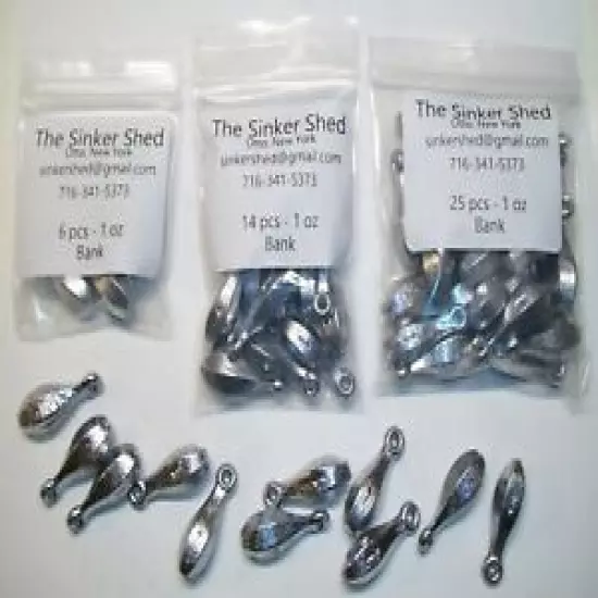 1 oz bank sinkers - choose quantity lots 6/14/25/50/100/250/500 - FREE SHIPPING