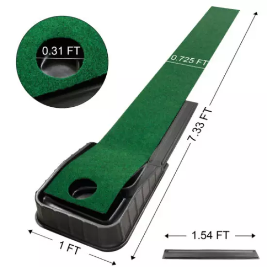 Golf Putting Green 7.33FT*1FTPuttingTrainer Mini Golf Mat with Auto Ball Return