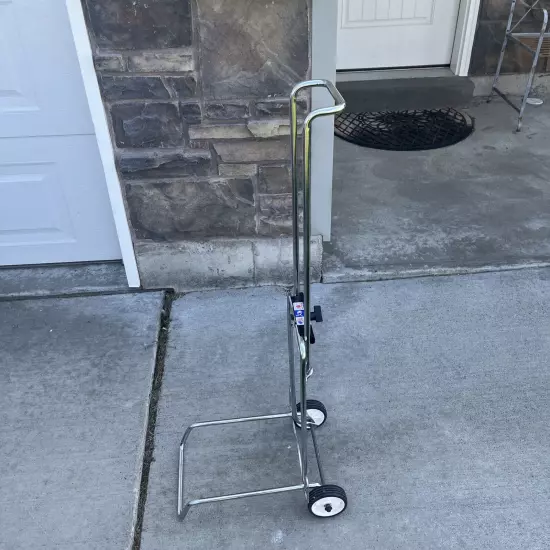 PFC Luggage Cart Metal Folding Rolling Dolley Chrome Heavy Duty Usa Made Vtg