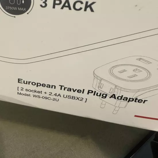 European Plug Adapter with 2 USB, Europe Travel Plug Adapter 3-PACK