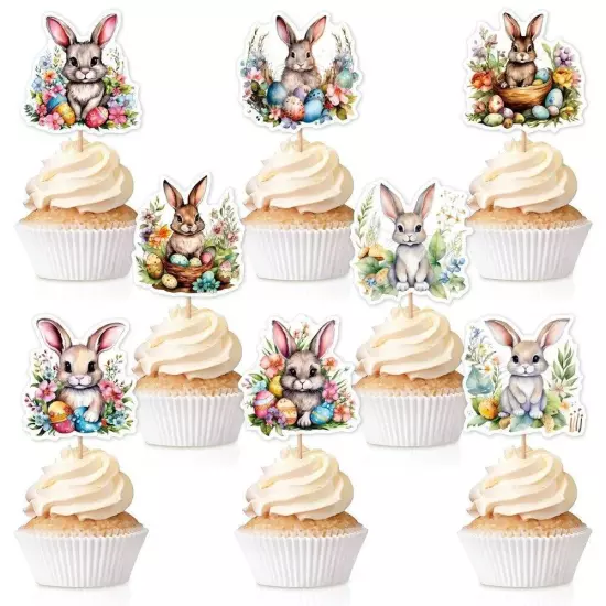 Easter Bunny Cupcake Toppers Happy Easter Bunnies Dessert Toppers Kids Birthday