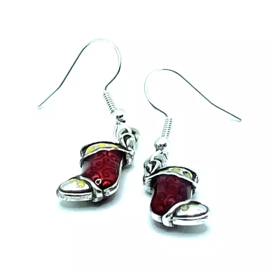 Brighton Nite Before Christmas Red Stockings Holiday Charms Silver Earrings