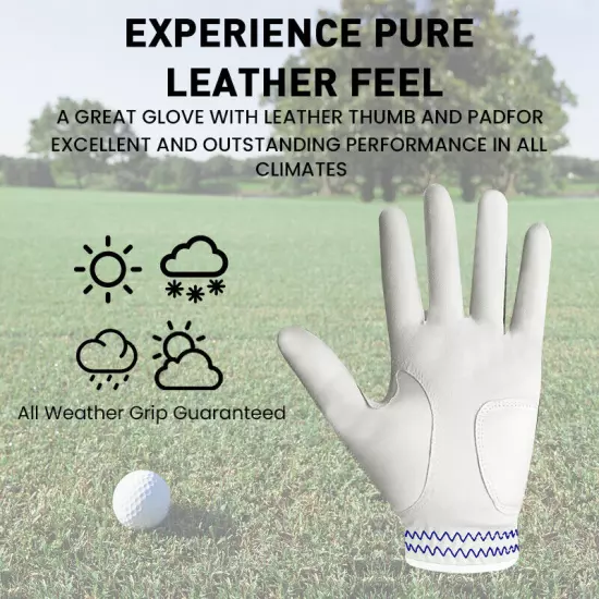 Golf Gloves Men Right Handed Golfer Left Hand with Ball Marker 2 Pack Leather US