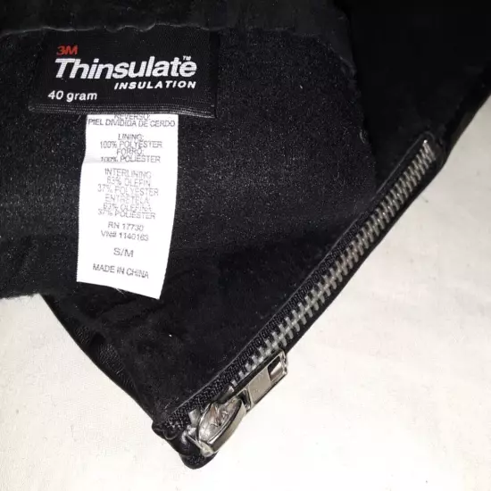 Target lined black leather & suede gloves w/40g Thinsulate size S-M