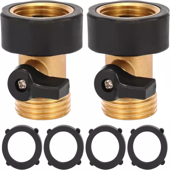 Water Hose Shut Off Valve, 2 Pack Heavy Duty Brass and Rubber Grip(2 Pack) 