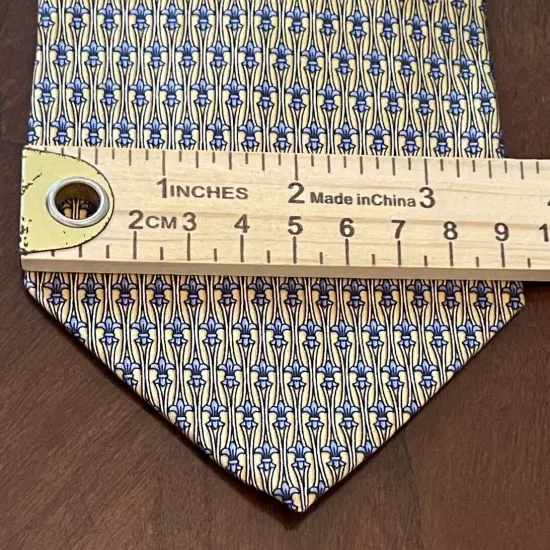 Beaufort Tie Rack Gold Blue 100% Silk Men’s Neck Tie Made In Italy