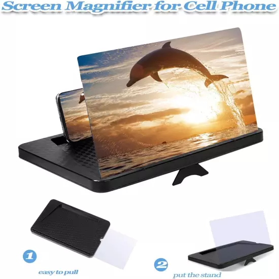 14" Screen Magnifier for Cell Phone, Portable 3D HD Magnifying Projector Screen