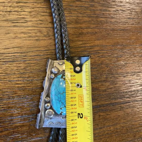 Native American Sterling Silver Turquoise Bolo Tie Dated