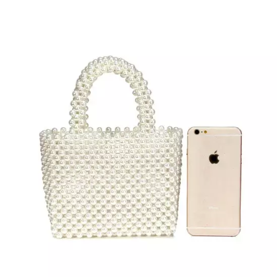 Handmade Woven Beaded Pearl Bags Women Handbags Small Beading Beach Bags