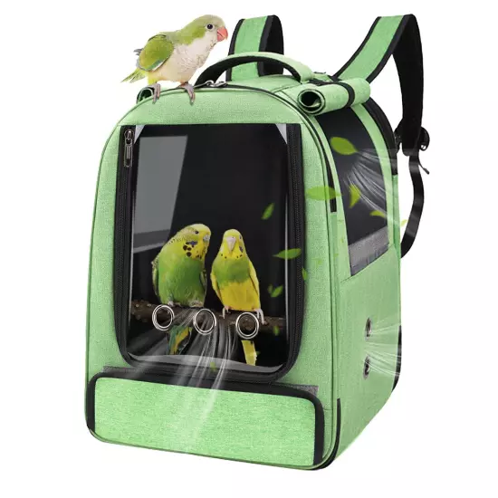 Bird Backpack CarrierBird Travel cage with Tray and Standing Green