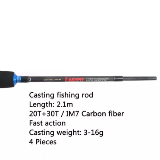 Maxcatch Baitcasting Fishing Rod 2.1M/2.4M Lure Weight 3-80g Travel Fishing Rod