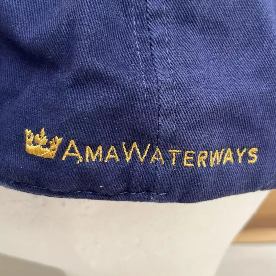 AmaWaterways Hat Cap Strap Back Blue Logo River Cruise Outdoors Casual Adj Mens