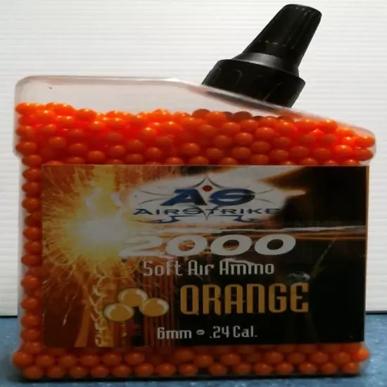 Air Strike Soft Air Ammo, Orange, 6mm-.24 Cal QTY: 2,000 (85121) FS