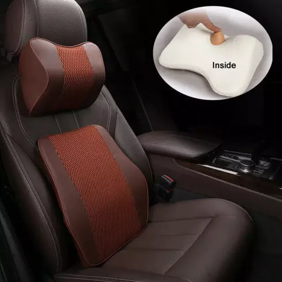 Pu Leather And Fabric Car Headrest Pillow Universal Comfortable Neck Pillows