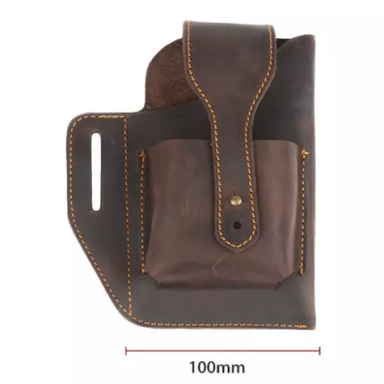 Men waist Bag belt pack outdoor phone case tool Holder Cow Leather brown H183