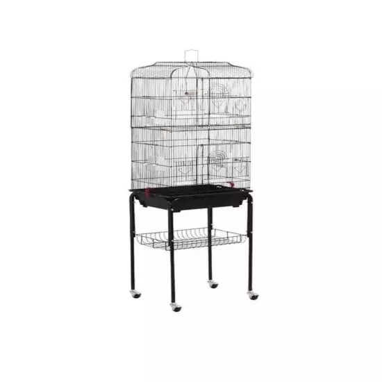 Yaheetech 610557 Bird Cage Metal Rolling 62" With Stand and Perch - Black