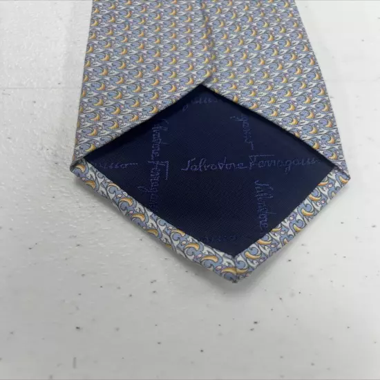 Salvatore Ferragamo Men's Light Blue & Gray Geometric Silk Neck Tie $295