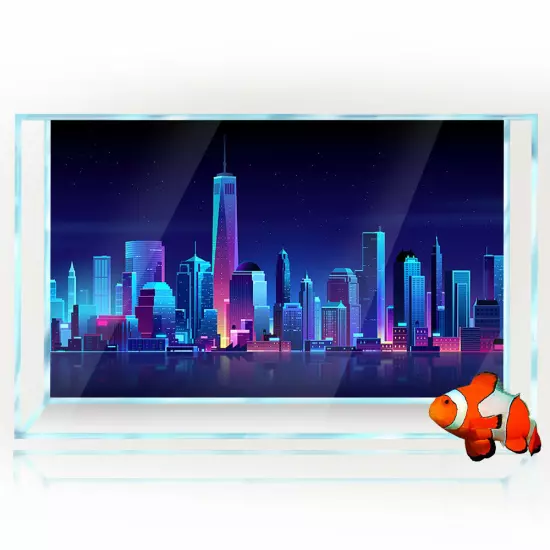 Aquarium Background Sticker, Night View City Fish Tank Decorations Poster