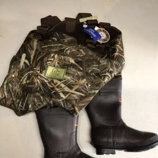 DUCKS UNLIMITED Realtree Max 5 CHEST WADERS W/BOOTS 600g THINSULATE Sz 7 V43