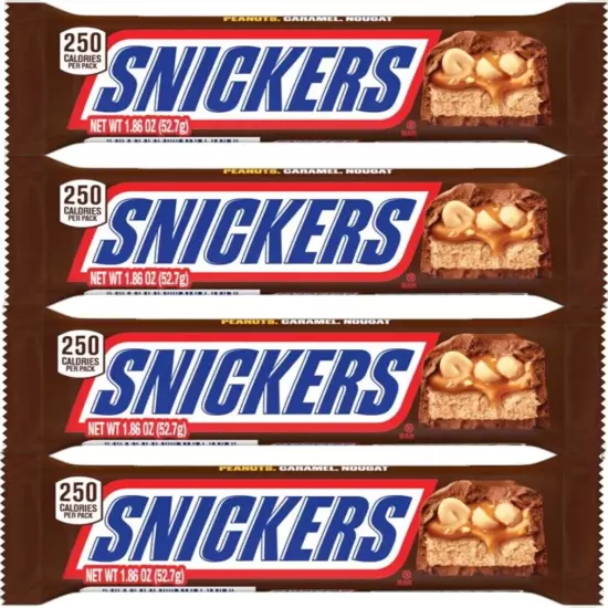 Snickers Full Size Chocolate Candy Bar - 1.86 oz Bar 4 Pack