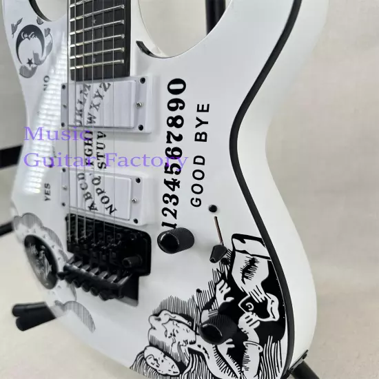 Factory Made ST White Ouija Electric Guitar Black Fretboard Basswood Body