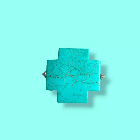 Turquoise Dyed Howlite Maltese Cross Bolo Tie Slide