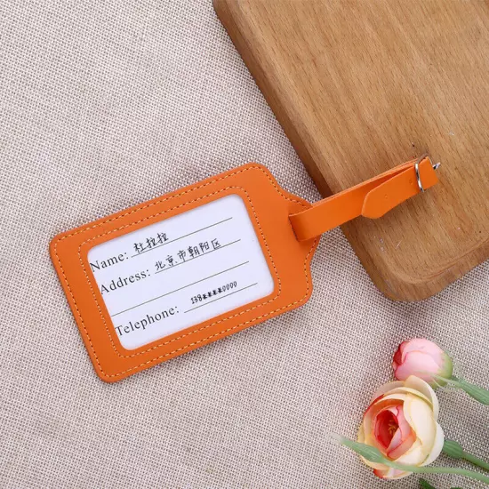 PU Luggage Tag Suitcase Bag Name Address ID Label Office DIY Work Card Supplies