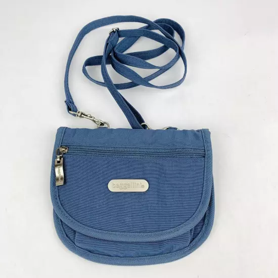 Mini Baggalini Crossbody Belt organizer Wallet purse Fanny Pack Blue Passport