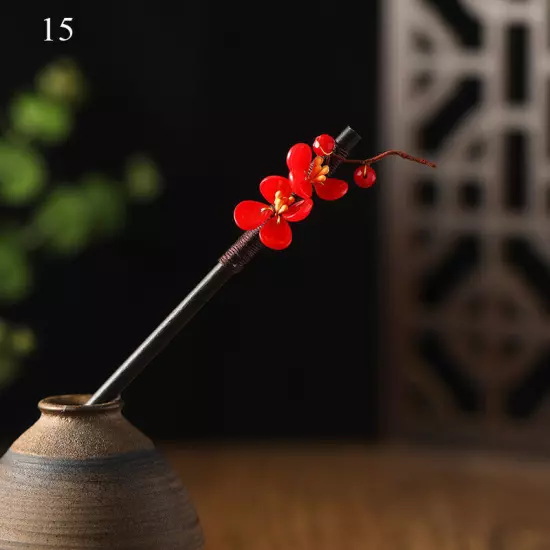 Womens Flower Wooden Chopsticks Hair Hairpin Hair Stick Chinese Style Retro❥