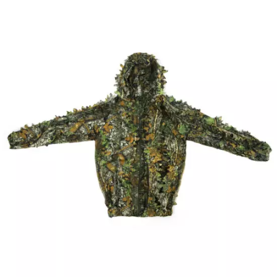 3D Sneaky Camo Ghillie Suit Leaf Woodland Jungle Stealth Coat + Pants Hunting