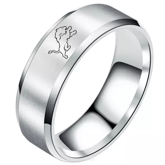 Detroit Lions Football Team Stainless Steel Rings Band Men's Jewelry Size 6-13