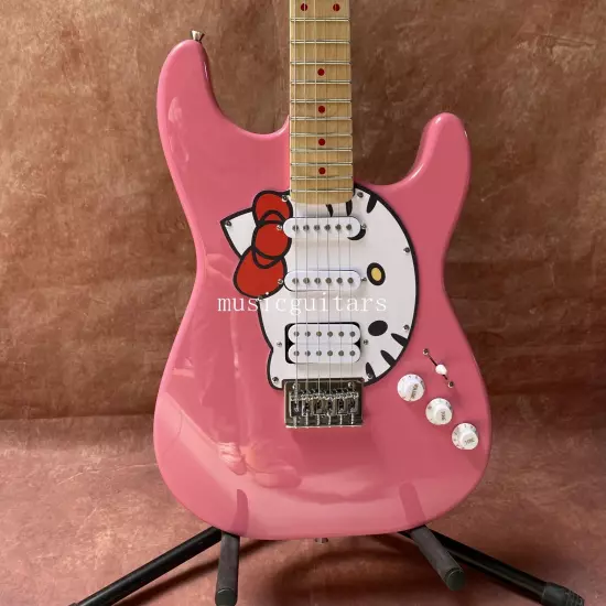 Hello Kitty Stratocaster ST Electric Guitar S-S-H pickup 22frets Fast Shipping