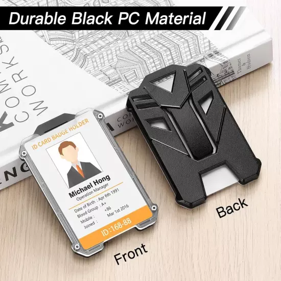 Vertical Hard Plastic Card Badge Holder Heavy Duty ID Badge Holder for Studen...