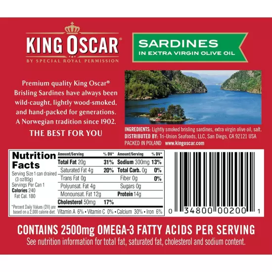 Finest Norwegian Brisling Sardines in Olive Oil, 3.75 Oz (Pack of 3)