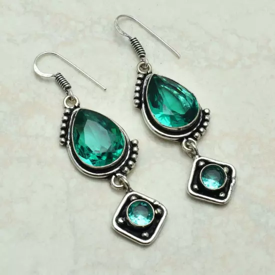 Apatite Handmade Drop Dangle Earrings Jewelry Engagement Gift 2" AE-52931