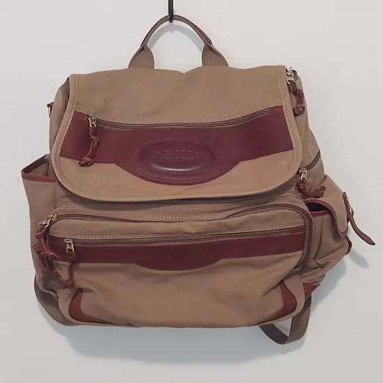 Orvis Battenkill Businessman's Backpack Khaki Tan Canvas & Leather Travel Bag