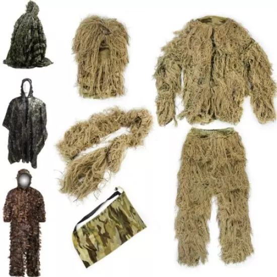 MOPHOTO Unisex 3D Camouflage Ghillie Suit Jungle Desert Sniper Hunting Suits