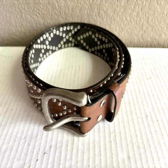 WESTERN Nocona DETAILED Diamond Stud Pattern Leather Belt Size 40